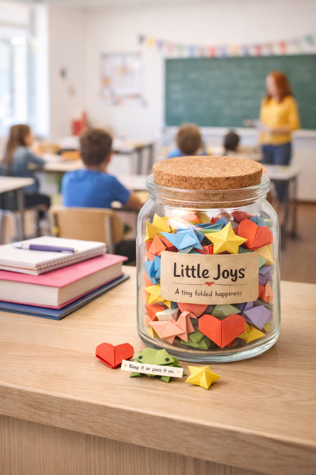 Little Joys origami jar in a classroom setting