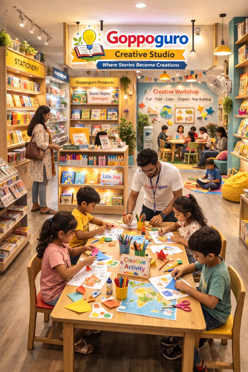Creative stationery and workshop materials at a Goppo Guro studio